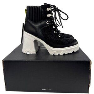 SOREL Women's Brex Heel Cozy Lace (Black/Sea Salt) Women's Boots Size 6.5